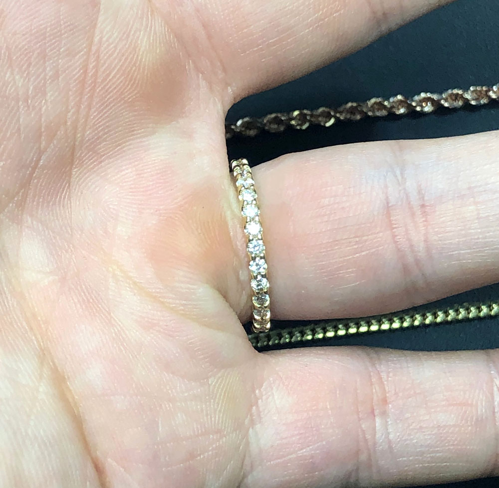 14k gold single row eternity 3 pointer diamond wedding band 1.00ct