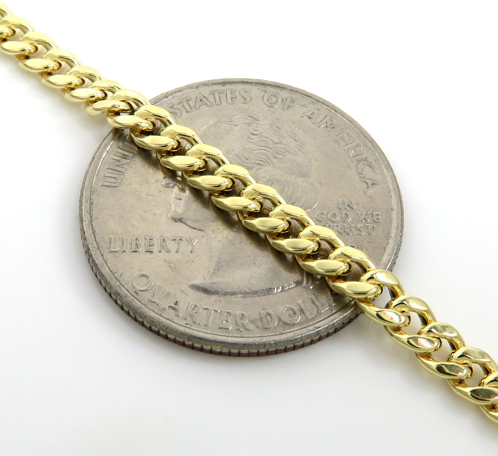14k yellow gold hollow miami cuban link chain 18-24 inches 3.50mm