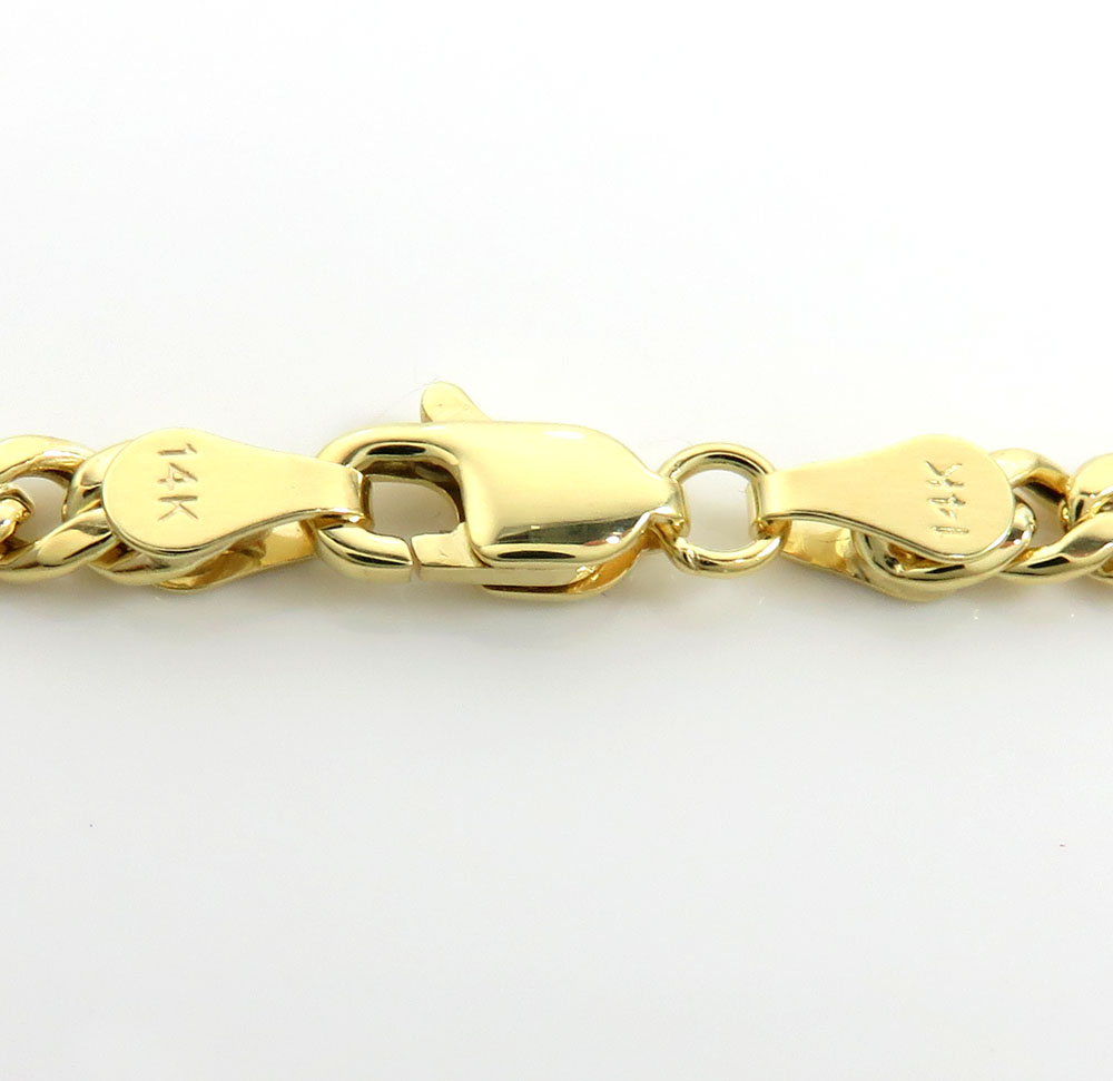 14k yellow gold hollow miami cuban link chain 18-24 inches 3.50mm