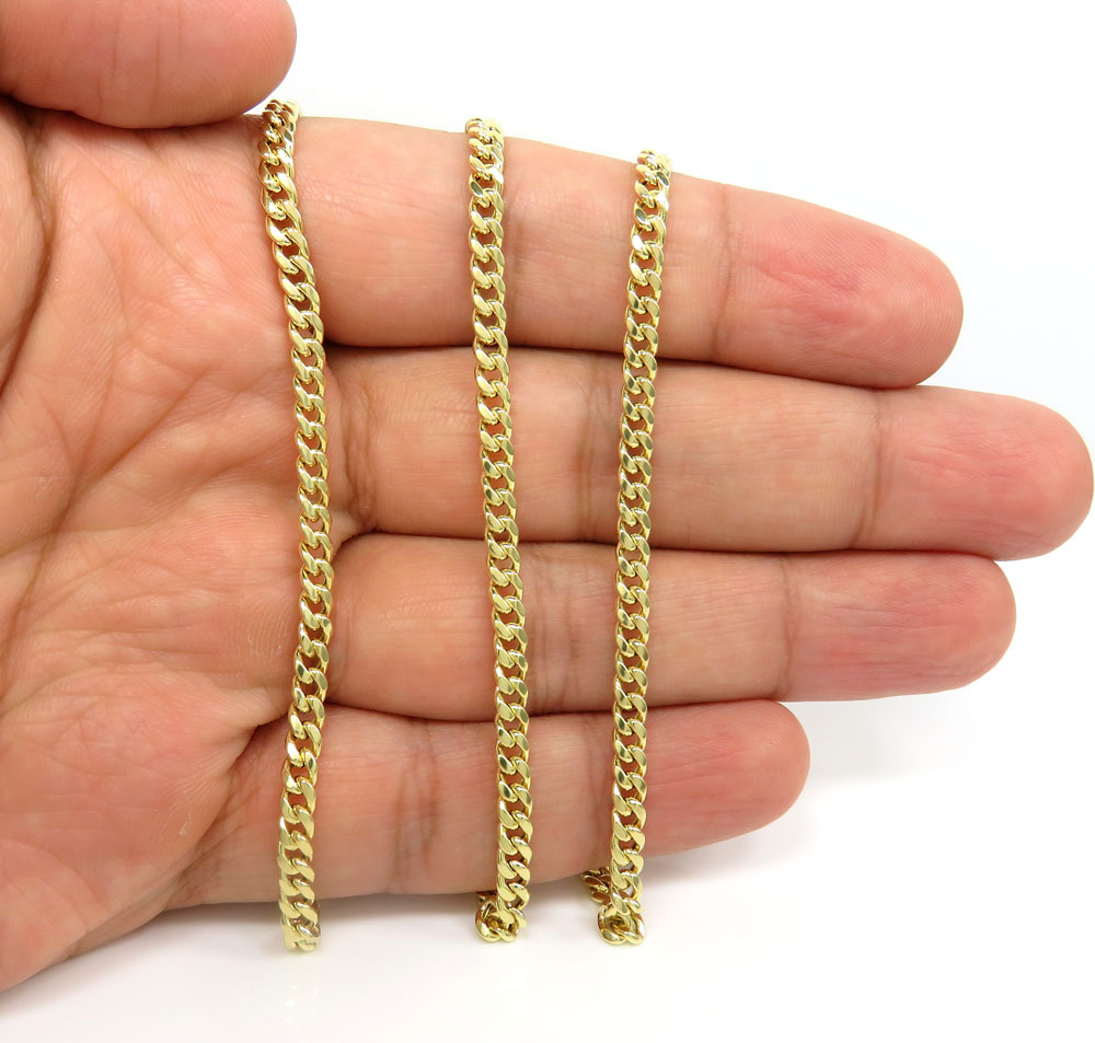 14k yellow gold hollow miami cuban link chain 18-24 inches 3.50mm - Image 4