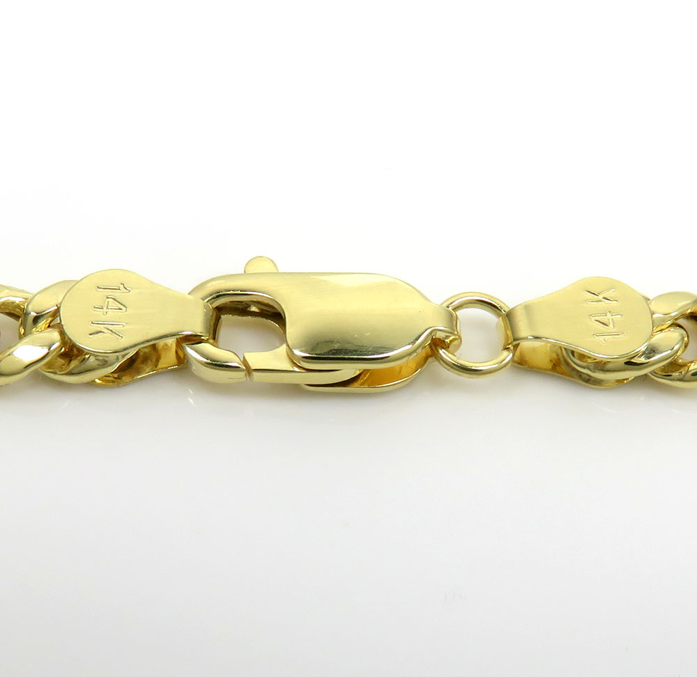 14k Yellow Gold Hollow REVERSIBLE Cuban Link Chain Bracelet 9.25