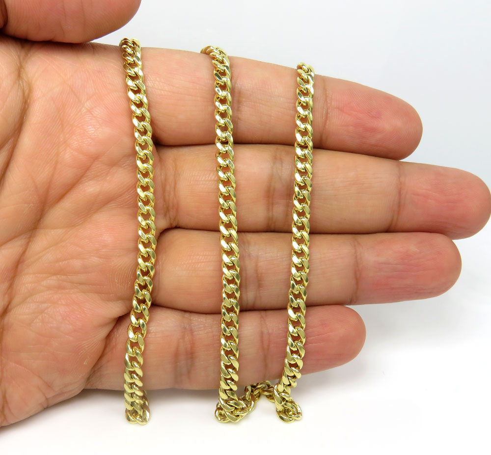 14k yellow gold hollow miami cuban link chain 18-24 inches 4.50mm