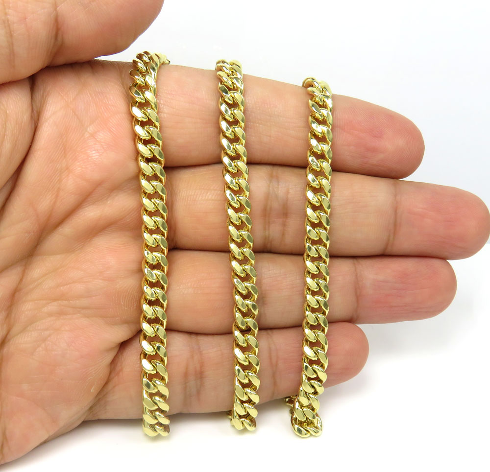 14k yellow gold hollow miami cuban link chain 18-24 inches 6mm