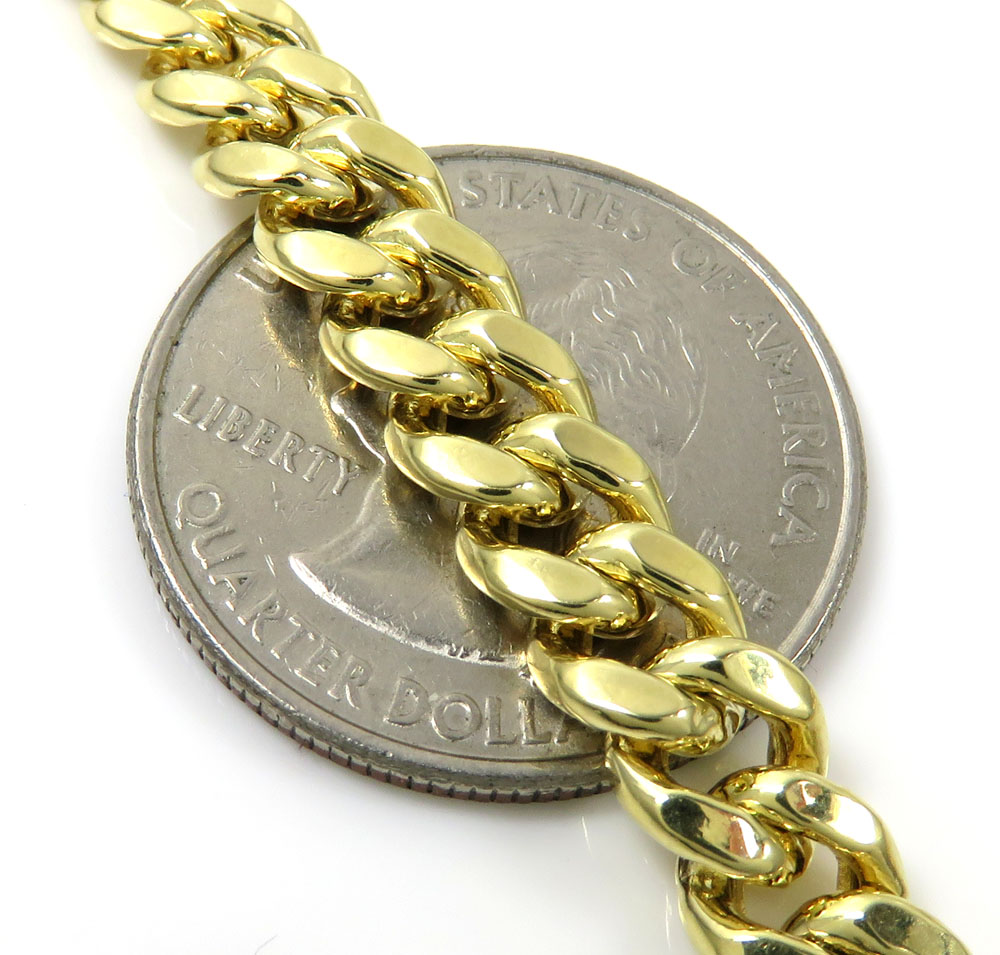 14k yellow gold hollow miami cuban link chain 18-24 inches 6.50mm