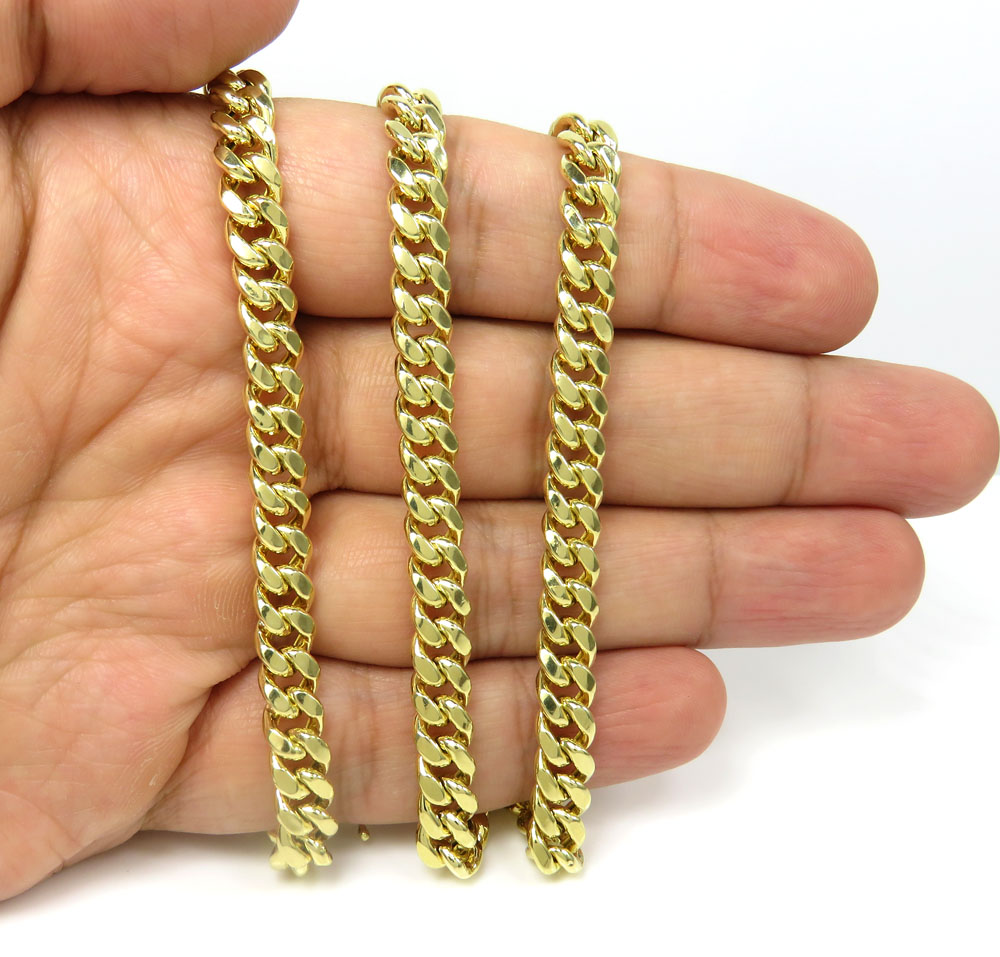 Buy 14k Yellow Gold Hollow Miami Cuban Link Chain 18-24 Inches 6.50mm ...
