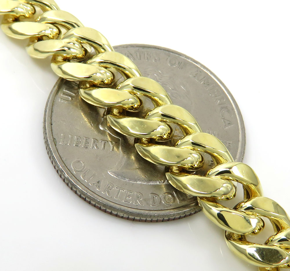 14k yellow gold hollow miami cuban link chain 18-24 inches 7.50mm