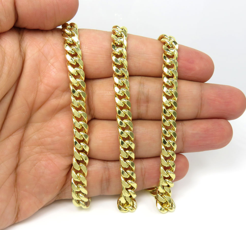 Buy 14k Yellow Gold Hollow Miami Cuban Link Chain 18-24 Inches 7.50mm ...