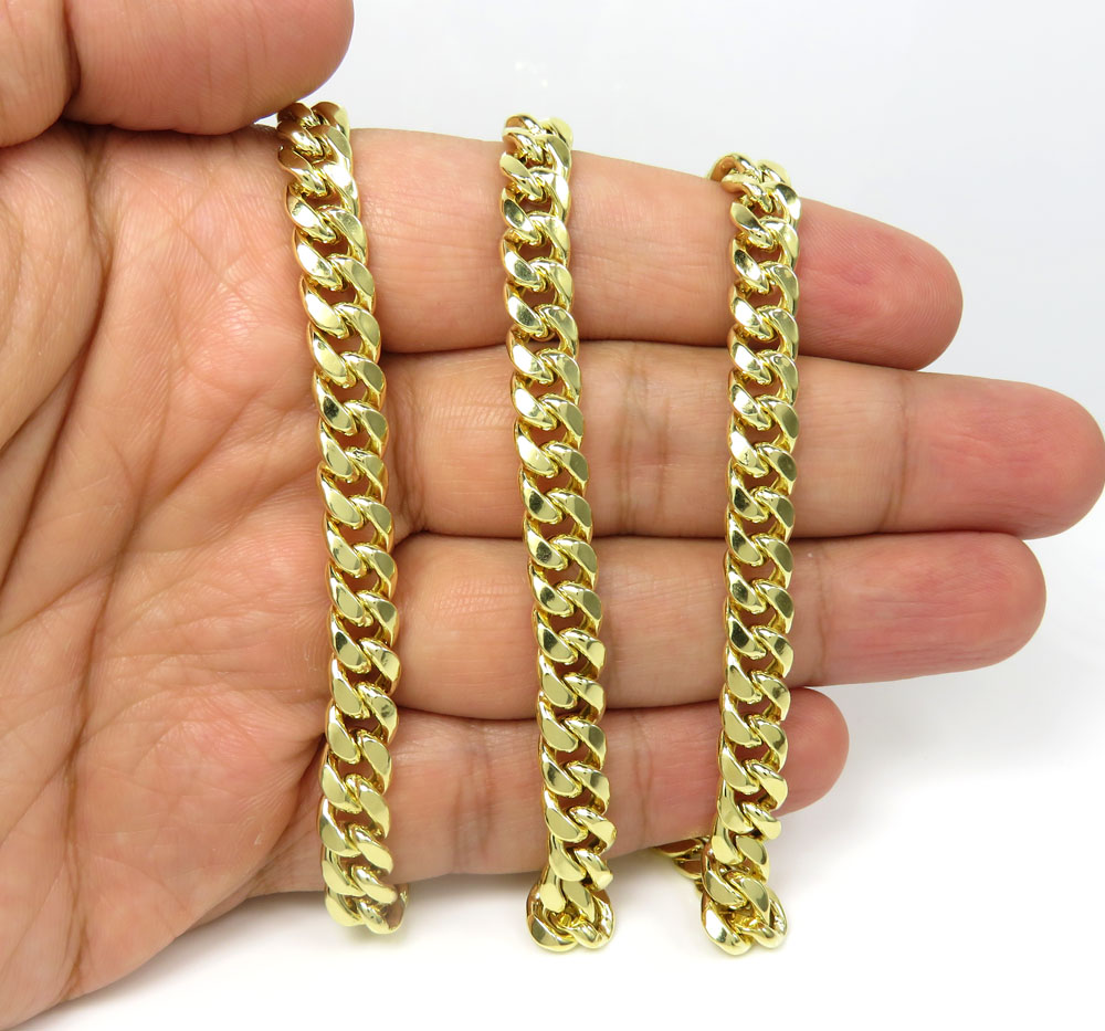 14k yellow gold hollow miami cuban link chain 18-24 inches 7.50mm - Image 5