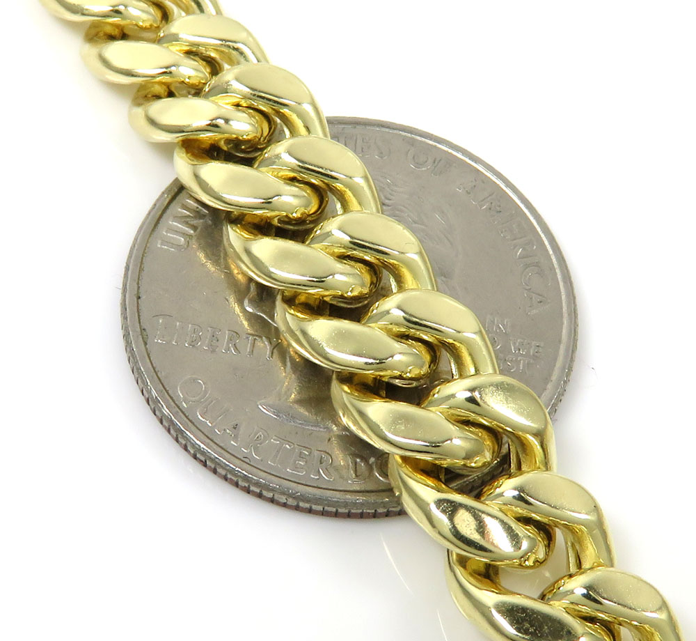 14k yellow gold hollow miami cuban link chain 18-24 inches 9mm