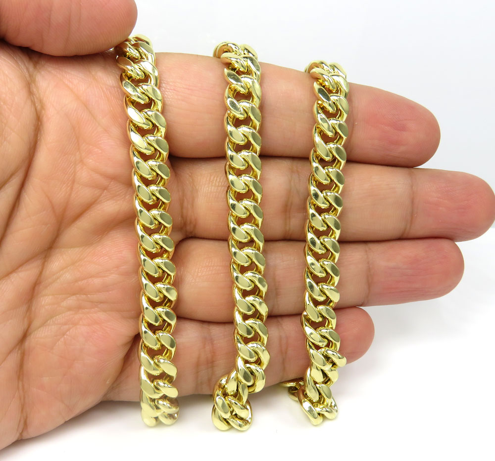 14k yellow gold hollow miami cuban link chain 18-24 inches 9mm - Image 5