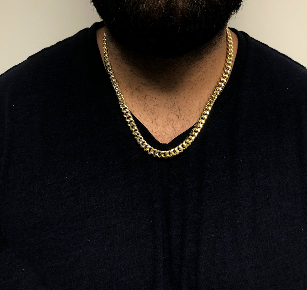 Buy 14k Yellow Gold Hollow Miami Cuban Link Chain 18 24 Inches 9mm