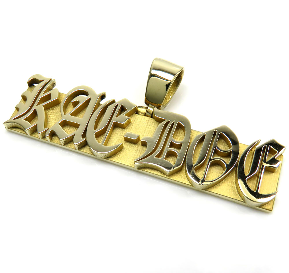 14k yellow gold 6 letter custom name plate pendant - Image 2