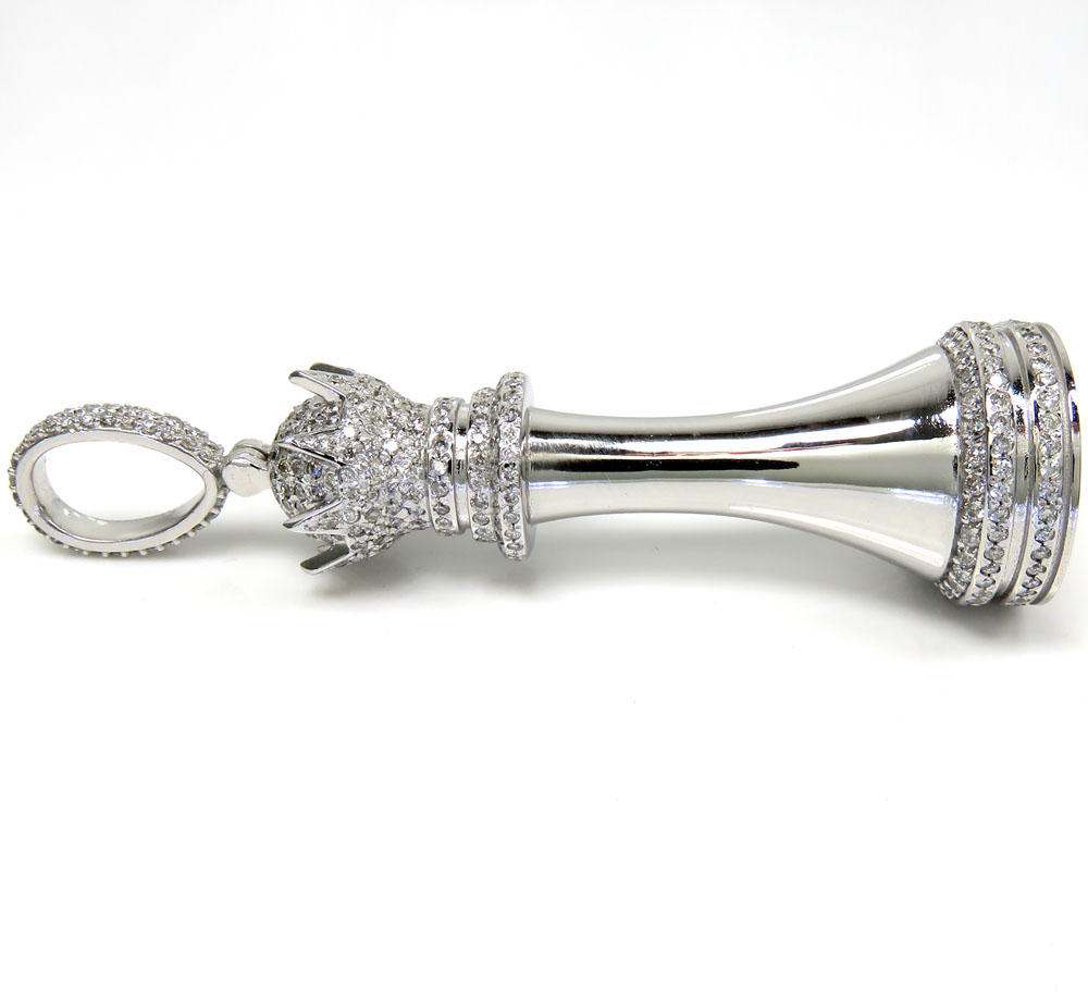 14k white gold custom diamond chess piece 3.26ct 
