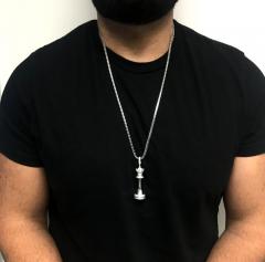 14k white gold custom diamond chess piece 3.26ct