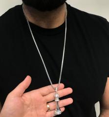 14k white gold custom diamond chess piece 3.26ct