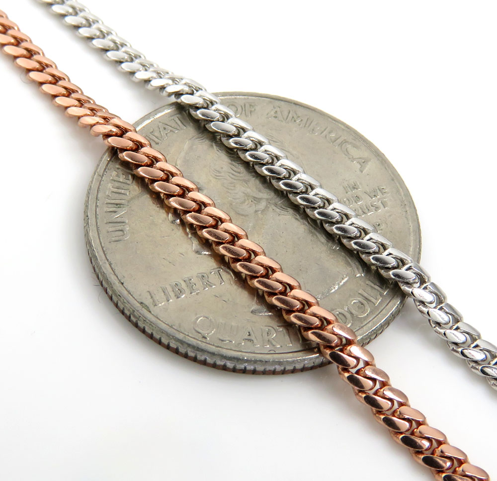 14k rose ,white, yellow gold solid miami link chain 20-24 inch 2.50mm - Image 2