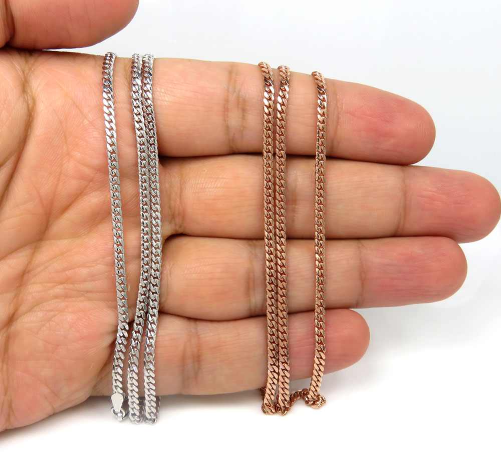 14k rose ,white, yellow gold solid miami link chain 20-24 inch 2.50mm - Image 4