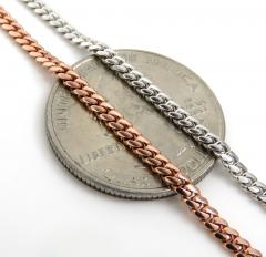 14k rose ,white, yellow gold solid miami link chain 20-24 inch 2.50mm