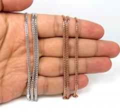 14k rose ,white, yellow gold solid miami link chain 20-24 inch 2.50mm