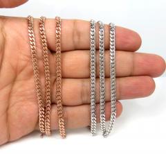 14k rose or white gold solid miami link chain 18-20 inch 3.80mm