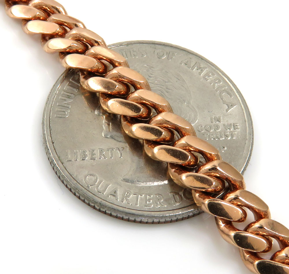 14k rose or white gold solid miami link chain 20-30 inch 6mm - Image 2