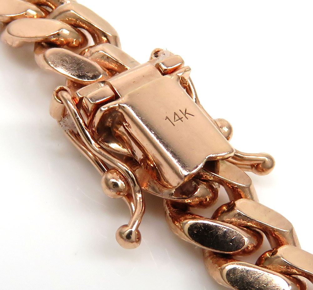 14k rose or white gold solid miami link chain 20-30 inch 6mm