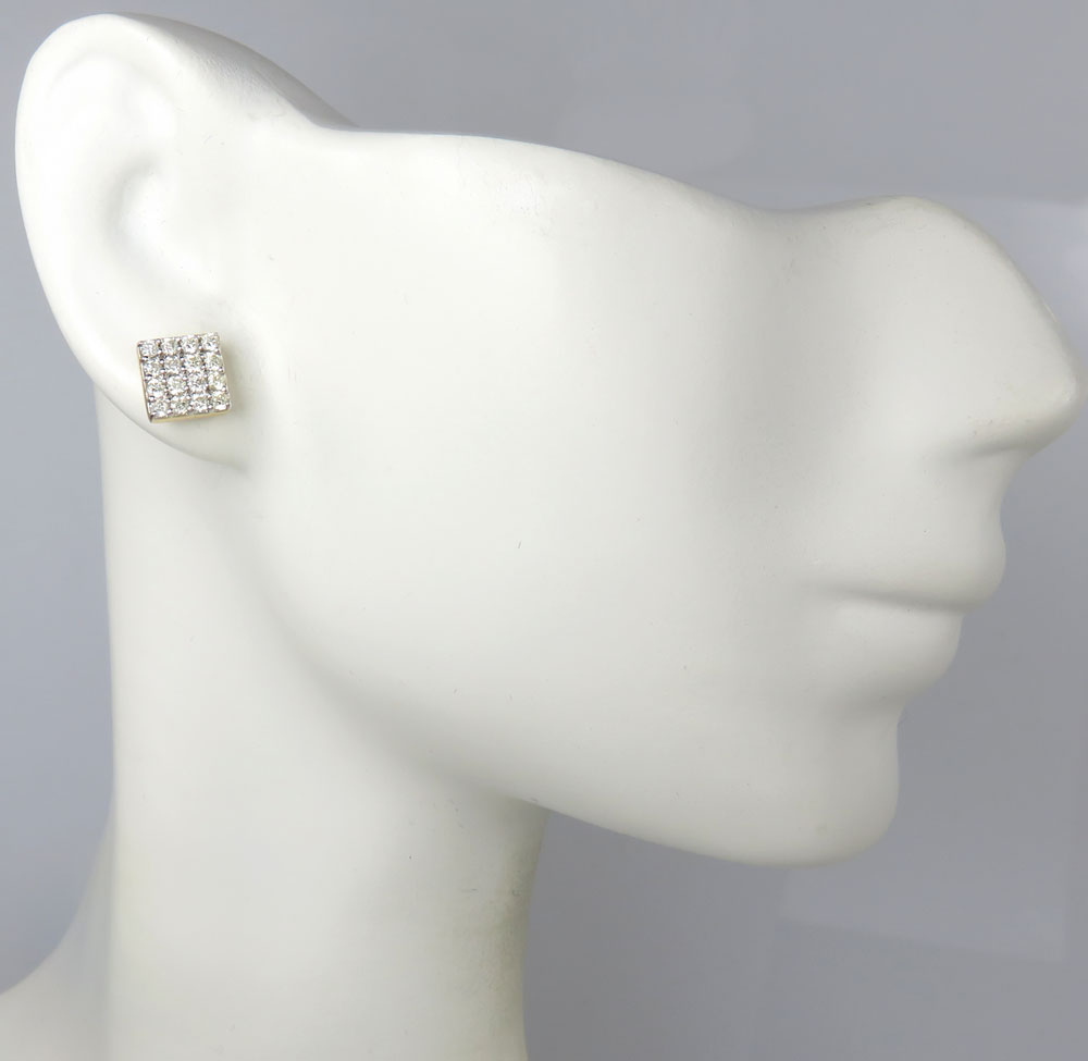 14k yellow gold 4 row square diamond earrings 0.40ct - Image 5