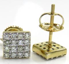 14k yellow gold 4 row square diamond earrings 0.40ct 