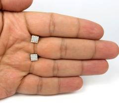 14k yellow gold 4 row square diamond earrings 0.40ct 