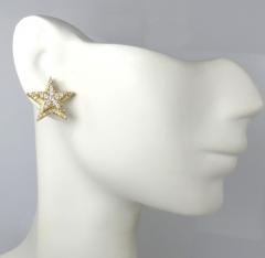14k yellow gold diamond stacked star earrings 0.55ct