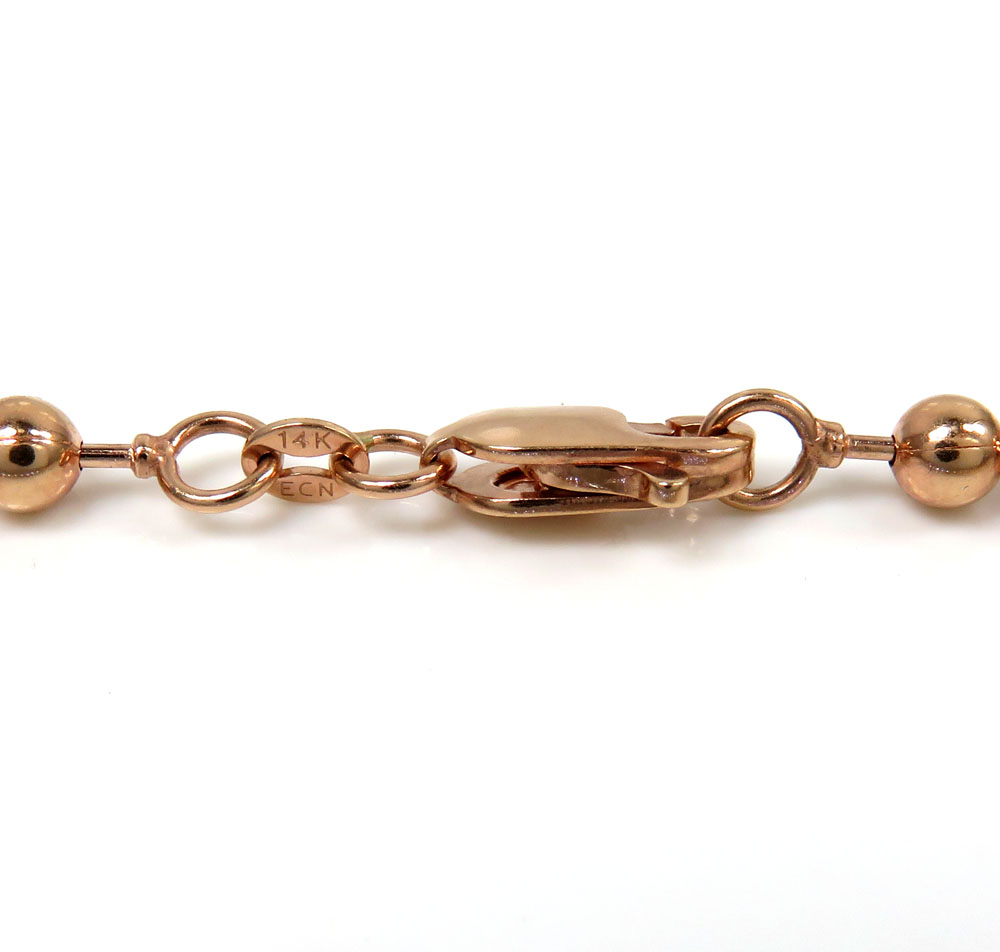 14k white or rose gold smooth ball link chain 20-28 inches 2mm