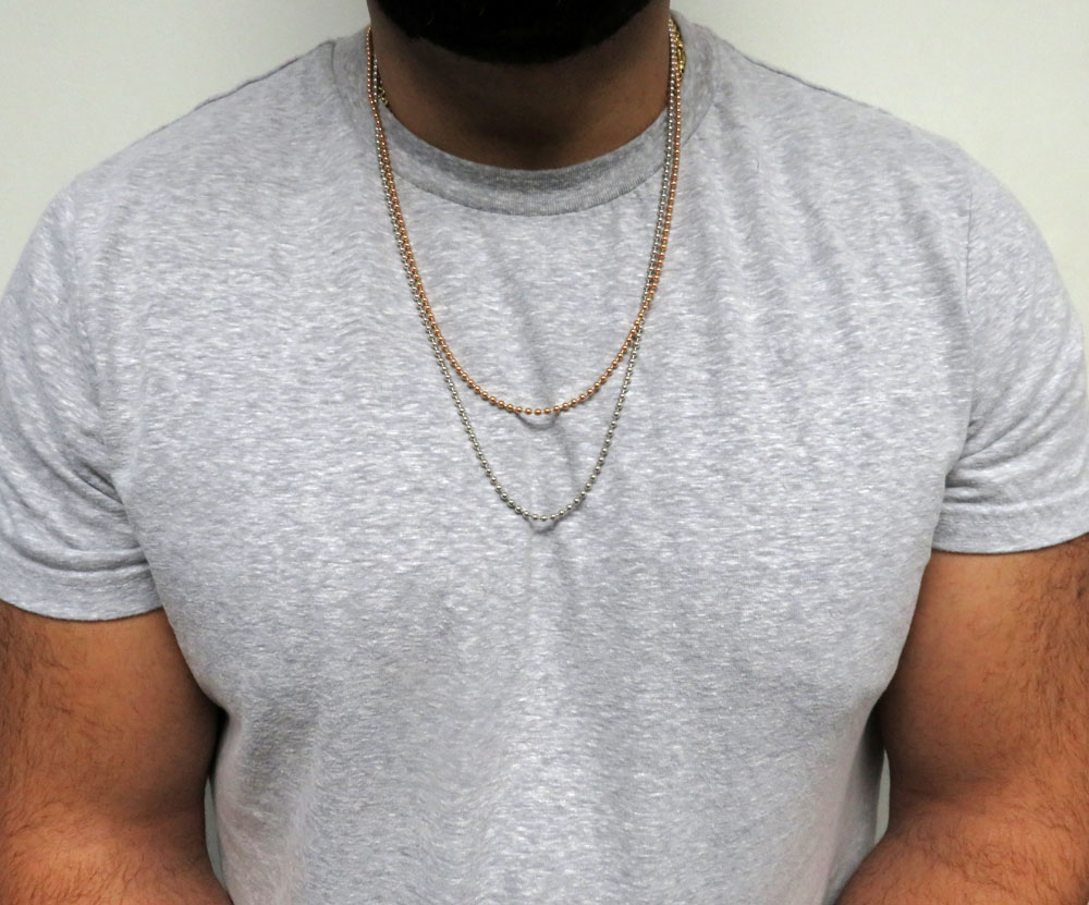 14k white or rose gold smooth ball link chain 20-28 inches 3mm