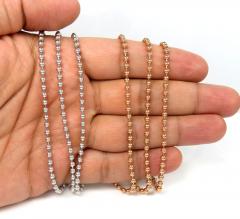 14k white or rose gold smooth ball link chain 20-28 inches 3mm