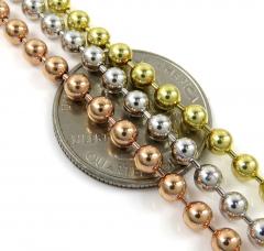 14k white rose or yellow gold smooth ball link chain 20-30 inches 4mm