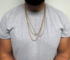 14k white rose or yellow gold smooth ball link chain 20-30 inches 4mm