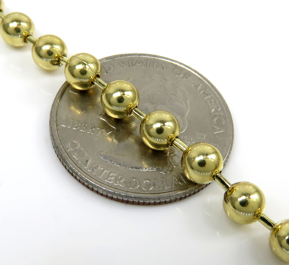 14k white rose or yellow gold smooth ball link chain 20-30 inches 5mm - Image 2