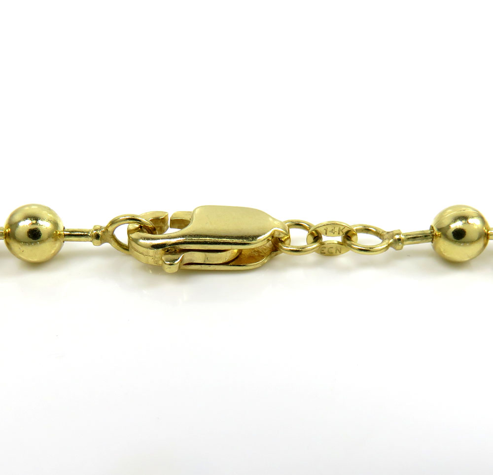 14k white rose or yellow gold smooth ball link chain 20-30 inches 5mm