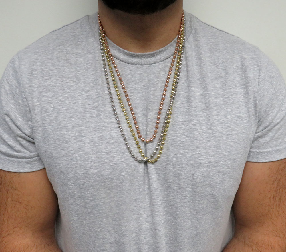 14k white rose or yellow gold smooth ball link chain 20-30 inches 5mm - Image 5