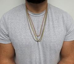 14k white rose or yellow gold smooth ball link chain 20-30 inches 5mm