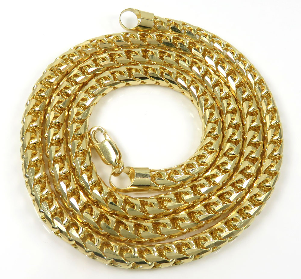 14k yellow gold solid facet cut franco chain 26 inch 6mm - Image 2