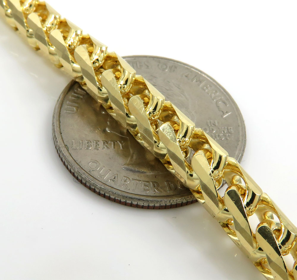14k yellow gold solid facet cut franco chain 26 inch 6mm
