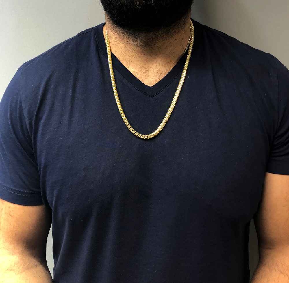14k yellow gold solid facet cut franco chain 26 inch 6mm - Image 6