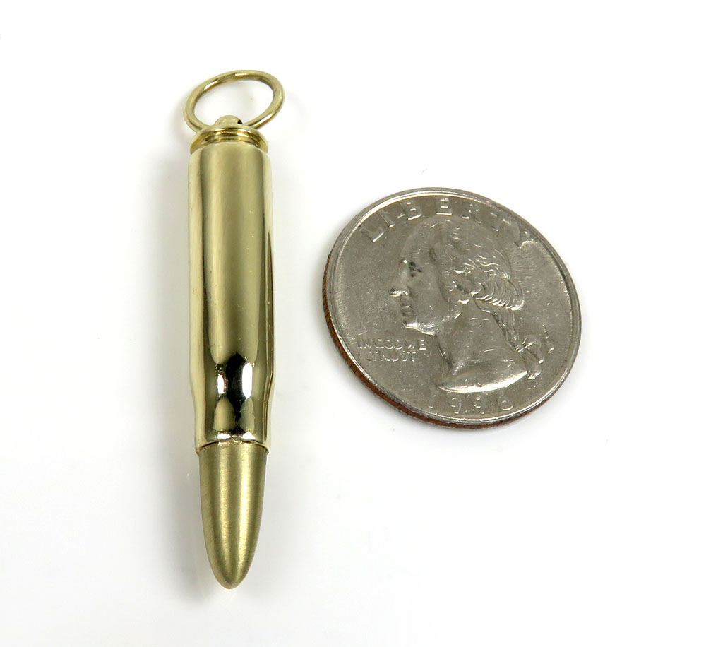 14k yellow gold hollow ak-47 bullet pendant 