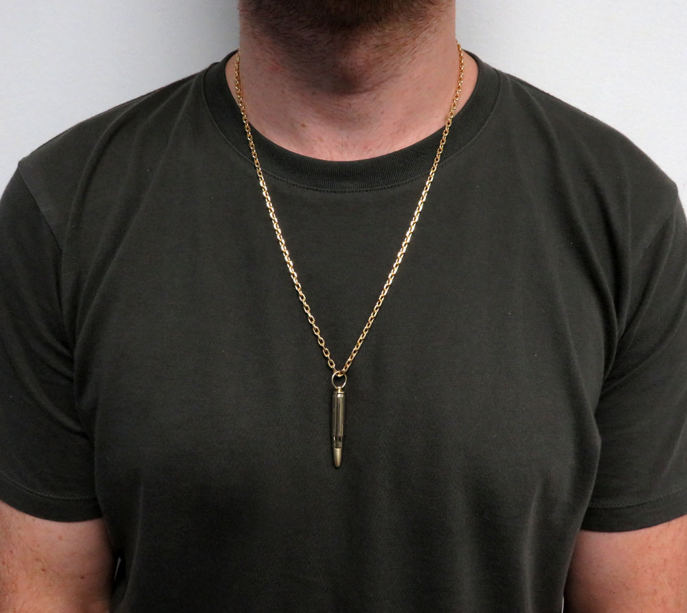 14k yellow gold ak-47 bullet pendant