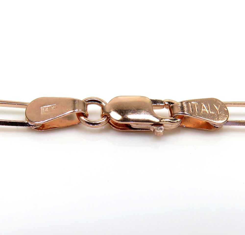 14k yellow or rose gold solid paper clip chain 16-30 inch 3mm - Image 3