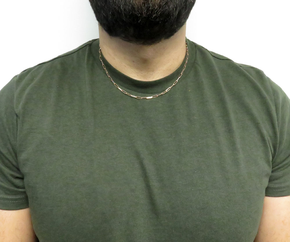 14k yellow or rose gold solid paper clip chain 16-30 inch 3mm - Image 5