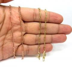 14k yellow or rose gold solid paper clip chain 16-30 inch 3mm