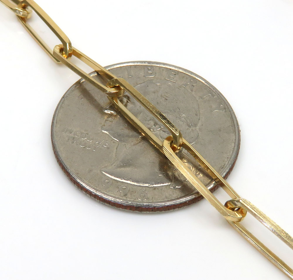 14k yellow or rose gold solid paper clip chain 16-30 inch 4mm