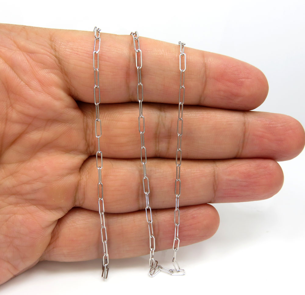 14k white, yellow, rose gold solid paper clip chain 16-30 inch 2mm - Image 4