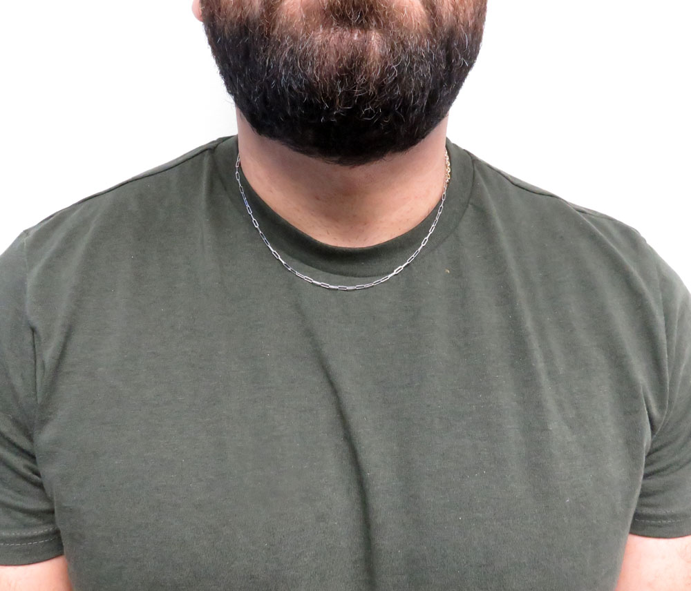 14k white, yellow, rose gold solid paper clip chain 16-30 inch 2mm - Image 5